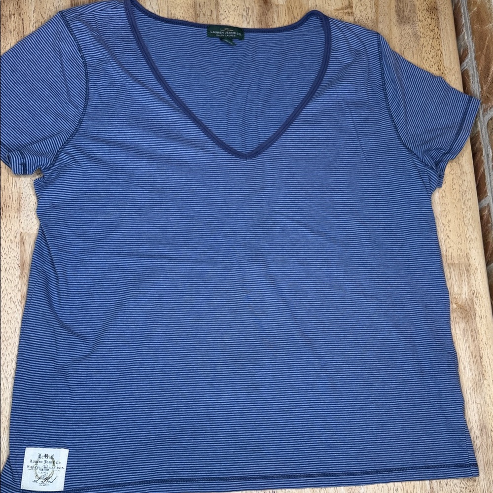 Lauren Ralph Lauren Navy and White Striped Tee